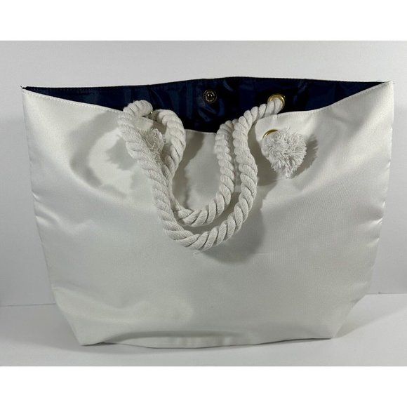Ion Starfish Tote Large Beach Day Bag Coral Starfish White Tote Gold Trim 21” - Picture 3 of 8